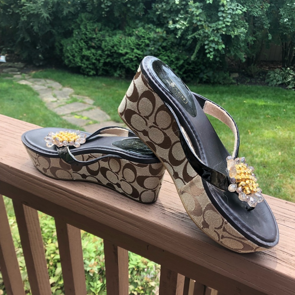 Coach sandals beaded flower. 💯 percent Authentic